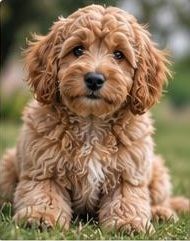 Mini Labradoodle puppy in het gras